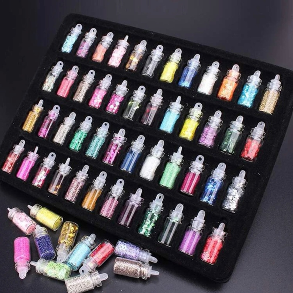 48 Pcs Boxes Bead & Sequin Nail Art Decoration Set